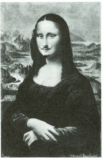 Dadaist Mona Lisa with a mustache by Marcel Duchamp