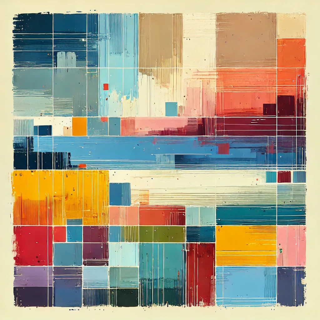 Color field painting example with abstract blocks of vibrant colors