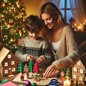 cosy christmas creative work - woman and child