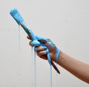 the color blue on a brush